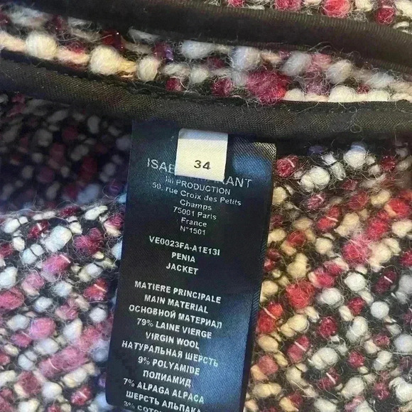 NEW Isabel Marant Penia Tweed Pink Black Blazer Jacket Size 34 French US 2 - Picture 9 of 16